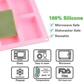 SJ Rectangle Silicone Molds - 6-Cavity 4oz Bar Molds