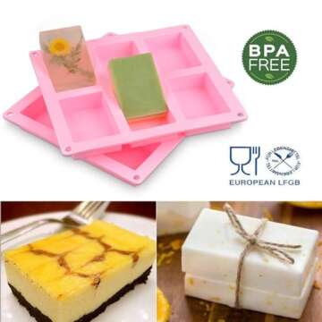 SJ Rectangle Silicone Molds - 6-Cavity 4oz Bar Molds