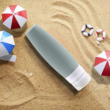 SYNORTTH Silicone Travel Bottles - Refillable Toiletry Containers, 4-Pcs Set with TSA Approved EVA Bag, Leak Proof Squeezable and Portable Travel Bottles Set for Traveling, 3oz/ 90ml