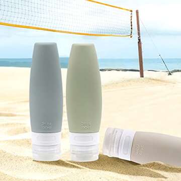 SYNORTTH Silicone Travel Bottles - Refillable Toiletry Containers, 4-Pcs Set with TSA Approved EVA Bag, Leak Proof Squeezable and Portable Travel Bottles Set for Traveling, 3oz/ 90ml