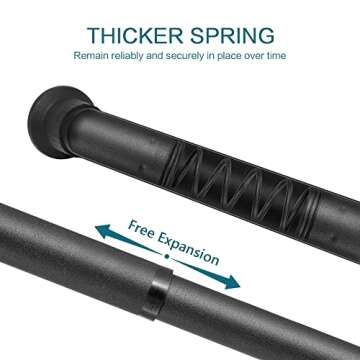 Room Divider Tension Curtain Rod,Tension Shower Window Curtain Rod,No Drilling,Very Secure-122-150 Inch,Black