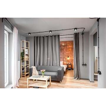 Room Divider Tension Curtain Rod,Tension Shower Window Curtain Rod,No Drilling,Very Secure-122-150 Inch,Black