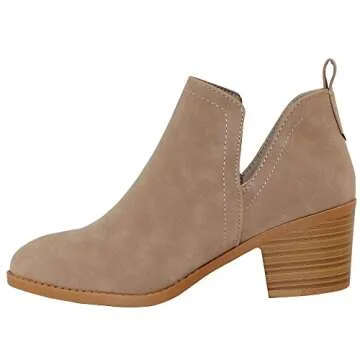 TRENDSUP Ankle Boots for Women Chelsea Square Toe Chunky Low Heel Booties Comfortable Slip on Short Boots