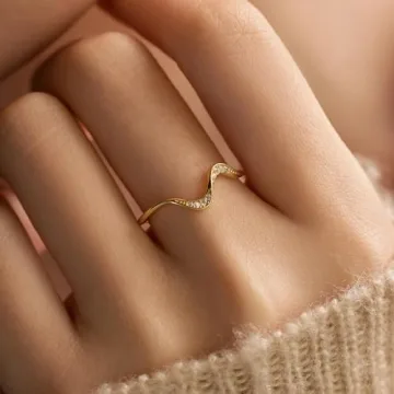 Sterling Silver Ocean Wave Ring with Cubic Zirconia for Women