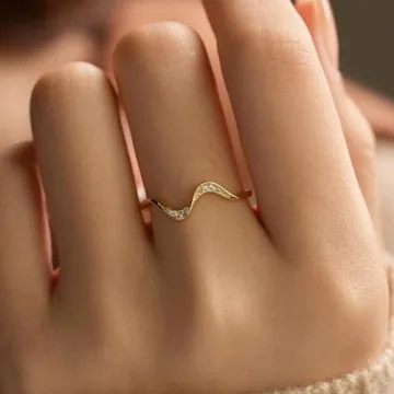 Sterling Silver Ocean Wave Ring with Cubic Zirconia for Women