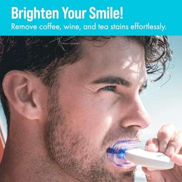 Cali White Teeth Whitening Strip Kit with LED Light and Batteries - Organic Peroxide Teeth Whitening Gel - Set of White Strips - 2x5ml Syringes, Thermoform Whitening Kit Trays and Case