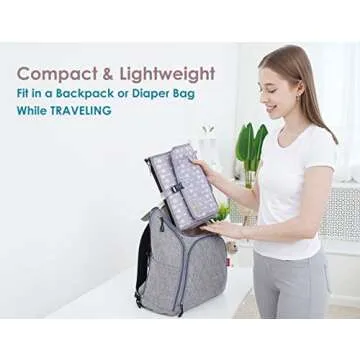 Portable Baby Diaper Changing Pad - YEAHOME Waterproof Travel Changing Table Pad for Newborn, Extended Cushioned Changing Mat with Head Pillow and Baby Stuff Pockets, Baby Shower Gifts
