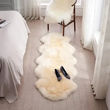 HUAHOO Genuine Sheepskin Rug Soft Beige Luxury Comfort