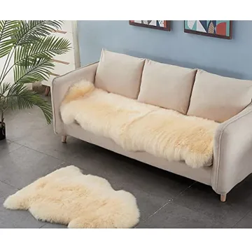 HUAHOO Genuine Sheepskin Rug Soft Beige Luxury Comfort