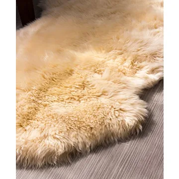 HUAHOO Genuine Sheepskin Rug Soft Beige Luxury Comfort