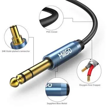MillSO 1/4 to 3.5mm Headphone Adapter - 8 ft