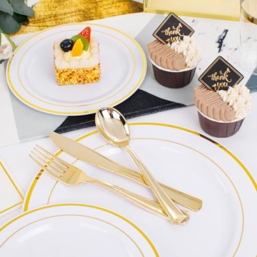 Gold Disposable Plastic Plates Set for Elegant Events