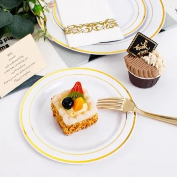 Gold Disposable Plastic Plates Set for Elegant Events