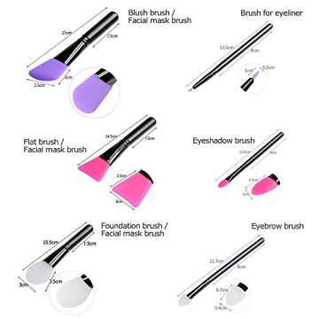 6pcs Silicone Facial Mask Brushes for Mud, Clay, Charcoal Mixed Mask, Ultra Soft Mask Moisturizers Applicator Makeup Tools and Body Butter Applicator Tools