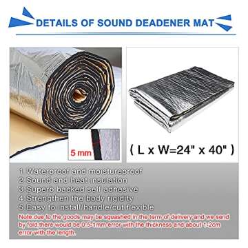 uxcell 197mil 6.4sqft Exhaust Muffler Heat Sound Deadener Insulation Mat Pad Waterproof 40x24 Inches...