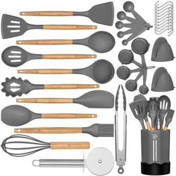 Silicone Cooking Utensil Set, 35 Pcs Kitchen Utensils by Fungun, Non-stick Heat Resistant Kitchen Ga...