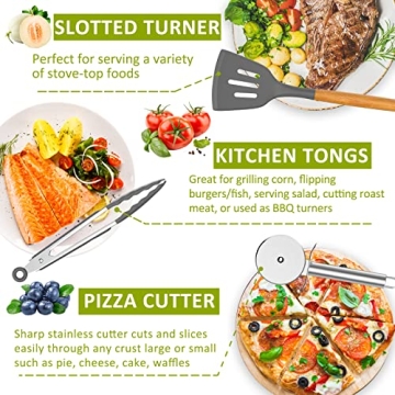 Silicone Cooking Utensil Set 35 Pcs by Fungun for Kitchen