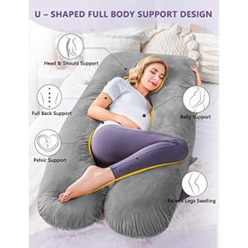 Meiz U-Shaped Pregnancy Body Pillow with Zipper Cover