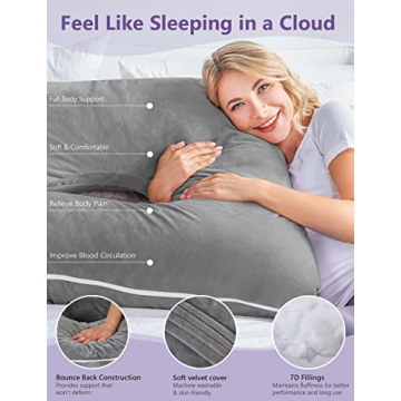 Meiz U-Shaped Pregnancy Body Pillow with Zipper Cover