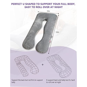 Meiz U-Shaped Pregnancy Body Pillow with Zipper Cover