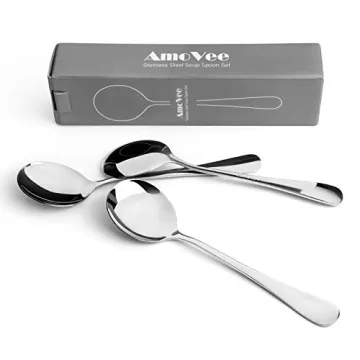 AmoVee Stainless Steel Soup Spoons Set of 8 for All Occasions