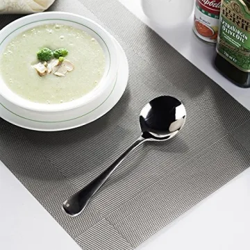 AmoVee Stainless Steel Soup Spoons Set of 8 for All Occasions