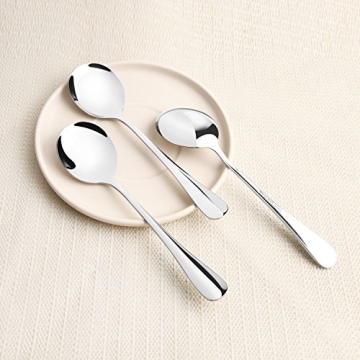 AmoVee Stainless Steel Soup Spoons Set of 8 for All Occasions