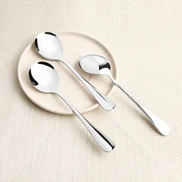 AmoVee Stainless Steel Soup Spoons Set of 8 for All Occasions