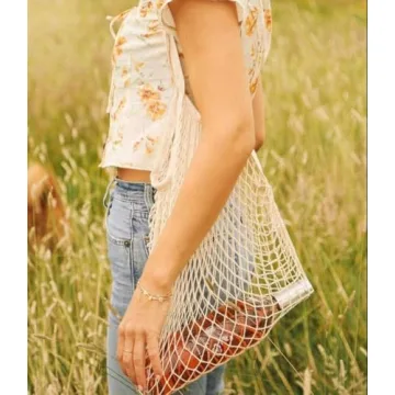Portable Reusable Grocery Bags Eco-Friendly Cotton Mesh