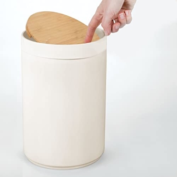 mDesign Round Trash Can - Stylish & Compact Wastebasket