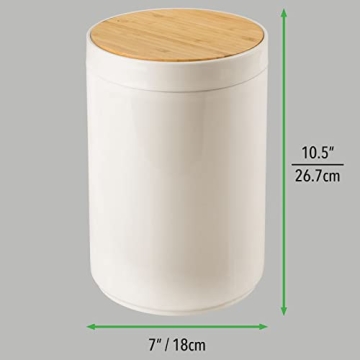 mDesign Round Trash Can - Stylish & Compact Wastebasket