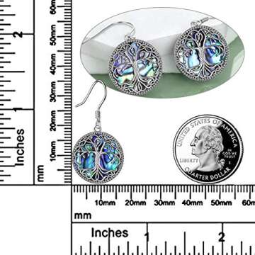 POPLYKE Celtic Tree of Life Earrings for Women Sterling Silver Celtic Knot Family Tree Abalone Shell Dangle Drop Earrings Birthday Gifts