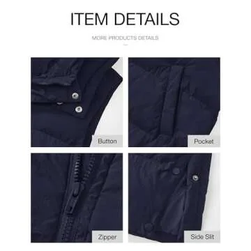 BTFBM Long Puffer Vest Women Quilted Hooded Button Down Zip Up Sleeveless Vests Outerwear Padded Jacket Fall Winter Coat(Navy, Small)