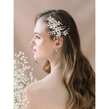 SWEETV Silver Rhinestone Bridal Hair Comb – Elegant Headpiece for Women