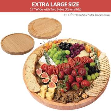 Large Charcuterie Board - 17 in, Round Charcuterie Boards Extra Large, Large Cheese Board, Round Cheese Board Set, Charcuterie Tray, Cheese Tray, Beautiful Charcuterie Boards Gift for Mom