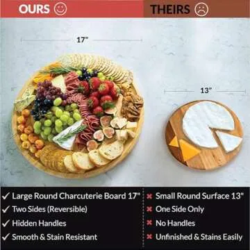 Large Charcuterie Board - 17 in, Round Charcuterie Boards Extra Large, Large Cheese Board, Round Cheese Board Set, Charcuterie Tray, Cheese Tray, Beautiful Charcuterie Boards Gift for Mom