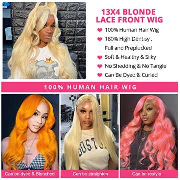 YUTU 26INCH 613 Lace Front Wig Human Hair 180% Density 13x4 Lace Front Wigs Human Hair Body Wave Blonde Lace Front Wigs Human Hair Pre Plucked With Baby Hair