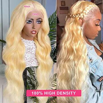 YUTU 26INCH 613 Lace Front Wig Human Hair 180% Density 13x4 Lace Front Wigs Human Hair Body Wave Blonde Lace Front Wigs Human Hair Pre Plucked With Baby Hair