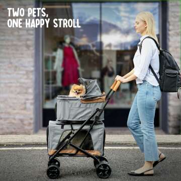Double Pet Stroller for 2 Dogs or Cats - Easy Assembly