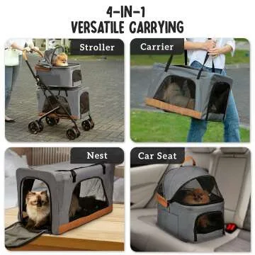 Double Pet Stroller for 2 Dogs or Cats - Easy Assembly