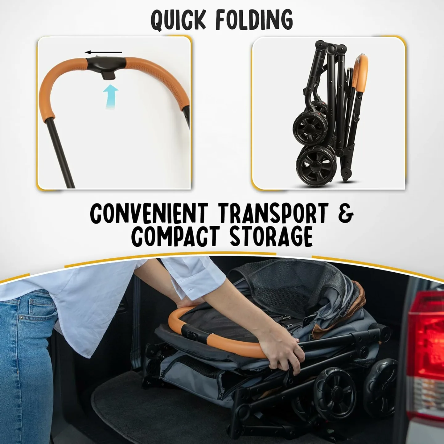 Double Pet Stroller for 2 Dogs or Cats - Easy Assembly