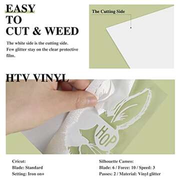 HTVRONT Rainbow White Glitter HTV Vinyl Roll-12 x 6 FT White Glitter Heat Transfer Vinyl, White Glitter Iron on Vinyl for Cricut & Silhouette Cameo