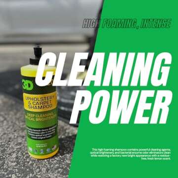 3D Upholstery & Carpet Shampoo - High Foam Stain Remover & Odor Eliminator Shampoo 1 Gallon