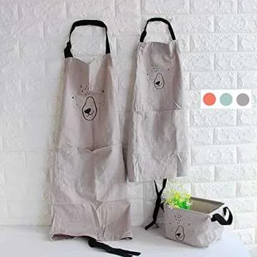 YOLOPARK Lovely Parent and Child Apron, Comfortable Simple Apron with Pocket for Painting Cooking Artist Chef, Pack of 2