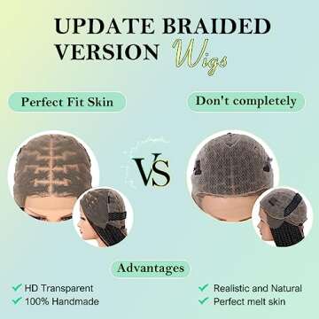 Fecihor 36 Inch 13X8 HD Lace Front Box Braided Wigs With Boho Curly Ends Knotless Braided Wig For Women Human Hair Blended Braids Lace Front Wig With Baby Hair Natural Black