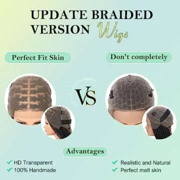 Fecihor 36 Inch 13X8 HD Lace Front Box Braided Wigs With Boho Curly Ends Knotless Braided Wig For Women Human Hair Blended Braids Lace Front Wig With Baby Hair Natural Black