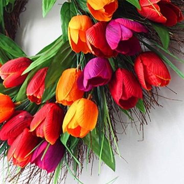 Hoomall 16 Inch Tulip Wreath for Home Decor