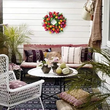 Hoomall 16 Inch Tulip Wreath for Home Decor