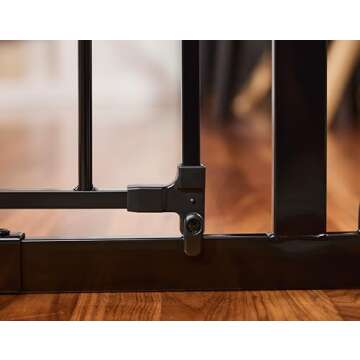 Regalo Easy Step 49-Inch Extra Wide Baby Gate, Includes 4-Inch and 12-Inch Extension Kit, 4 Pack of Pressure Mount Kit and 4 Pack of Wall Mount Kit, Black
