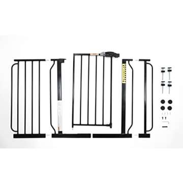 Regalo Easy Step 49-Inch Extra Wide Baby Gate, Includes 4-Inch and 12-Inch Extension Kit, 4 Pack of Pressure Mount Kit and 4 Pack of Wall Mount Kit, Black